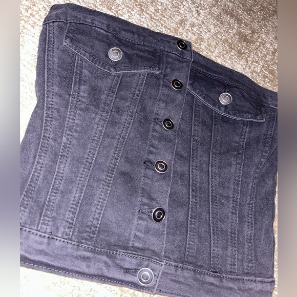 Black Denim Tube Top - Picture 4 of 7